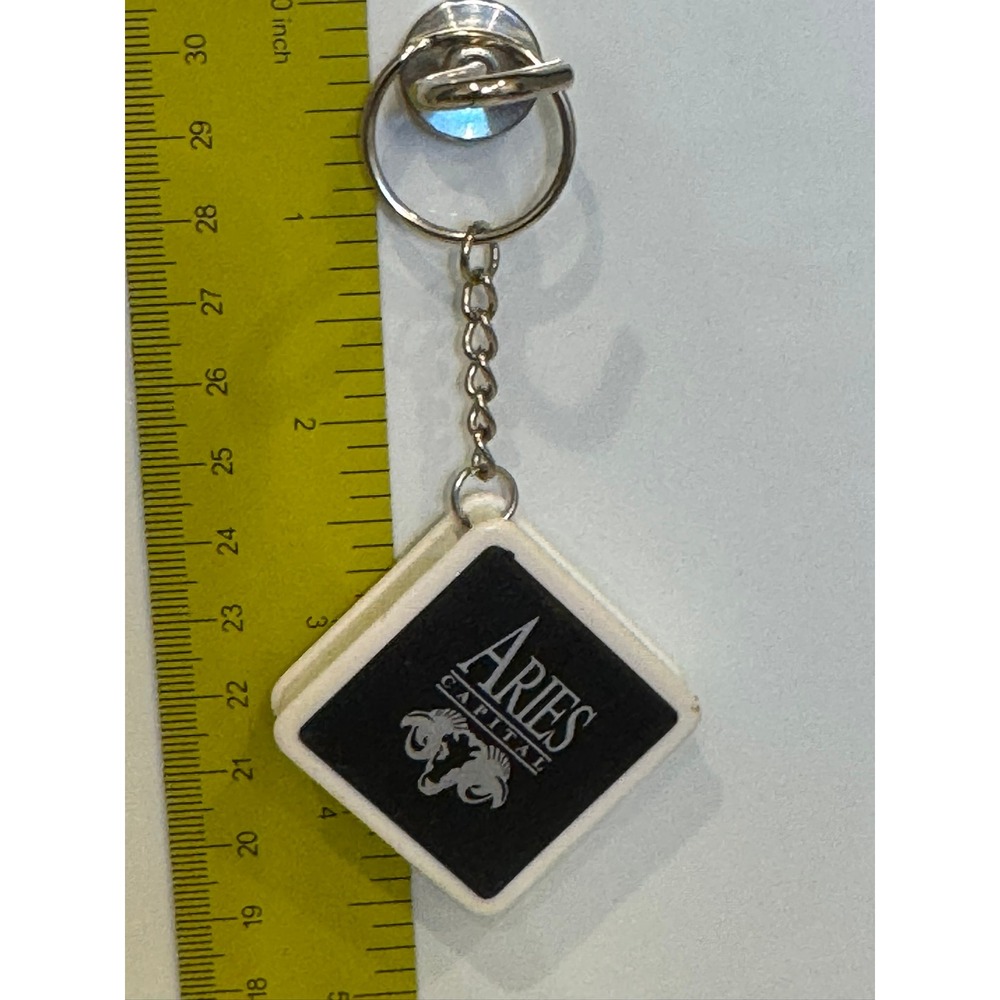 Aries Capital Retractable Tape Measure Keychain Black White Ram Logo 3ft 1m
